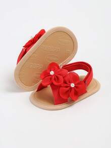 Infant Girl Sandals Newborn Summer First Walkers Shoes Infant Summer Sandals 0-1 Year Old Soft White Small Flower Breathable Infant Shoes 0-18 Months - Red - View 9