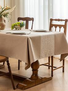 1pc Reindeer Pattern Beige & Coffee Table Cover, Minimalist Nordic Style Tablecloth, Square Tabletop Protector Dustproof Tablecloth, Suitable For Kitchen, Wedding, Coffee Table, Summer And Autumn Events Table Decor Tablecloth Rectangle - New Year Essentials - For Christmas Gift - Coffee Brown - View 6