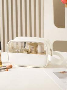 1pc Transparent Visible Travel Makeup Bag, Multifunctional Waterproof Storage Pouch, Portable Minimalist Toiletry Organizer Bag For Cosmetics, Skincare, Suitable For Beach, Travel, Dorm, Party, Birthday Gift For Women, Friends, Family,Pouch,Makeup Pouch,Travel Essential - Multicolor - View 13