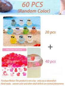 40 件迷你鸭子和发光小动物雕像，迷你鸭子 10 种款式 40 件迷你树脂鸭子可爱夜光顶饰小鸭子，DIY 花园景观装饰，盆栽装饰，办公桌面装饰