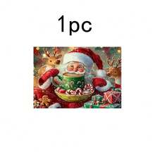 1pc/4pcs/6pcs Santa Patterned Placemats, Machine-Washable Rectangular Polyester Placemats, Table Guards, Heat-Insulating Placemats, Restaurant Table Decorations, Party Supplies, And Christmas Decorations Can All Be Given As Gifts