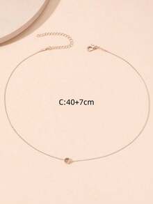 1pc Minimalist Geometric Circle Zirconia Pendant Necklace For Women, Casual & Date - Rose Gold - View 3