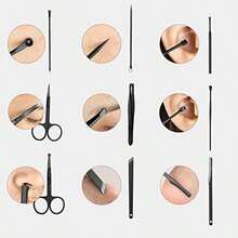 Manicura Set-Salandens 18 en 1 Manicura y Pedicura Profesional de pedicura profesional de acero inoxidable, tijeras para uñas, lima de uñas, gancho para orejas, pinzas, tijeras para el pelo de la nariz, maquinilla de afeitar para cejas de Uñas Belleza Cuidado de Uñas Cortadores con Cuero Negro (default) - Multicolor - Ver 8