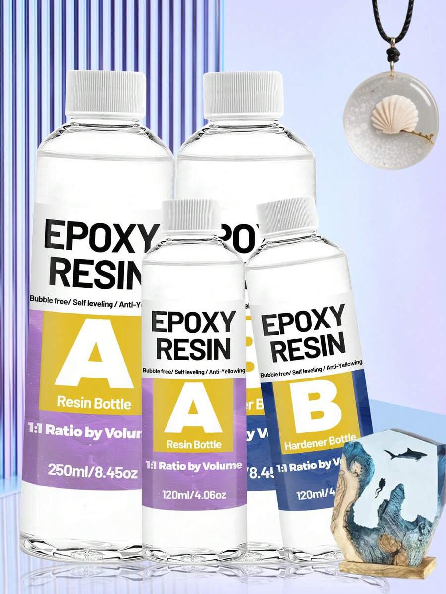 Bộ nhựa epoxy 240ml/500ml, thích hợp cho nghệ thuật, trang sức, đồ thủ công mỹ nghệ, cốc thủy tinh và các sản phẩm thủ công tự làm khác. - Nhựa Epoxy - Xem 1