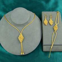 Dubai Fashion Jewelry Set 24k Gold Plated Middle East Muslim Islamic Lucky Necklace Bracelet Earrings Nigeria Bridal Wedding Jewelrys - Beads Jewelry - View 21