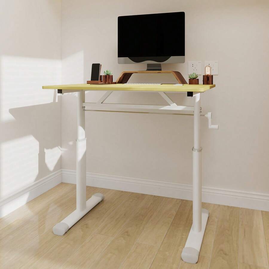 Adjustable Study Desk For Kids And Adults – Height-Adjustable Multipurpose Desk For Home/Office, Compact Design - Wood + Metal & Wood+60*80 - View 1