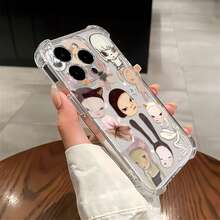 Funda para teléfono con diseño floral y personajes caprichosos. Compatible con teléfonos ,  17,  16 Pro Max,  15 Pro Max,  13 y  12. Fabricada en TPU, ofrece protección contra golpes y caídas. Un regalo perfecto para familiares y amigos, para las fiestas de otoño o Halloween. - transparente - Ver 4
