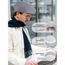 Classic Wool Blend Newsboy Cap, Black Flat Ivy Style, Winter Gatsby Cabbie Scally Hat Men, Daily Wear - 均碼+黑色 - 查看 8