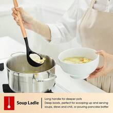 14-Piece Kitchen Cookware Set - Multi-Functional Cooking And Baking Tools - Suitable For Home/Professional Kitchens - Silicone With Heat-Resistant Wooden Handles