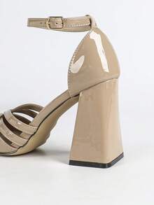 Women's Casual Flat Hollow-Out Fashion Pumps,Chunky Heels - Apricot - View 10