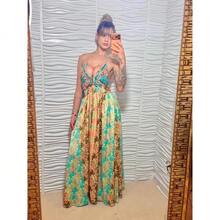 Silk Dress, Boho Style, Bare Back With Elastic. - Multicolor - Ver 2