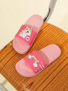 1 Pair Kids Cartoon Pattern Slippers, Fashionable & Versatile, Suitable For Boys & Girls Daily Casual And Outdoor Activities - Pink - View 1