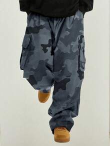 男士休闲时尚工装裤，户外迷彩工装裤，秋冬款 - 深灰色 - 查看 4