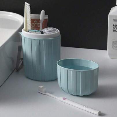 This Modern Striped Travel Toothbrush Holder Is Compact And Portable, Perfect For Placing Next To The Bathroom Sink For Convenient Organization. This Essential Toiletry Storage Case Is Designed To Save Space, Making It An Ideal Choice For Travel, Hotel Stays, Camping, College Dorms, Gyms, And Everyday Home Use. As A Practical And Thoughtful Gift, This Toothbrush Holder Is Suitable For Teenagers And Adults Who Value A Clean And Tidy Bathroom.