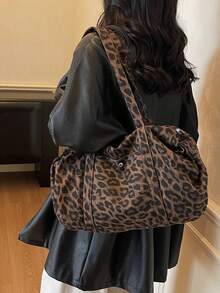 Large Capacity Tote Bag, Solid Color Nylon Shoulder Bag, Women Casual Travel Handbag - Multicolor - View 4