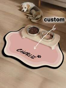 可定制速干宠物喂食垫，个性化宠物喂食垫 - 速干防水防滑猫碗垫，可定制名字，北欧风格宠物垫，适用于猫狗，耐用天然橡胶材质，室内使用，猫咪喂食垫，宠物舒适配件，现代宠物用品，速干材料