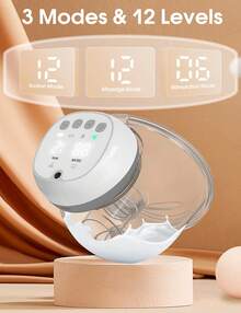 Pack Of 1 Electric Breast Pump, Portable With 3 Modes And 12 Levels, 5s Assembly, Memory Mode, LCD Display, Electric Breast Pump Portable With 19 Mm / 21 Mm Flange - 灰色 - 查看 2