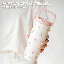 Pink Bow Stainless Steel Straw Lid Tumbler 30oz With Carry Handle For Women Girls, Insulated Travel Coffee Cup, Gift For Sports Outdoor Workout Christmas Birthday - 鬱金香 - 查看 6