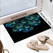 1 pièce Tapis de bain antidérapant à motif de plume de paon, tapis de cuisine antidérapant, convient pour la salle de bain, la cuisine extérieure, la décoration printanière de la maison