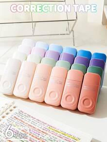 Aesthetic Beauty Correction Tape 6 PCS,For Smooth Error Covering,School Exams & Office Documents