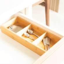 Organizador Multiuso de Gavetas 03 Nichos Cozinha Bambu Keep Ou - Marrom Claro - Visão 6