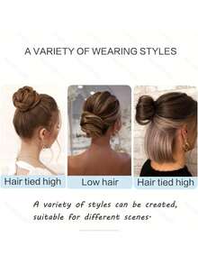 3-Inch Synthetic Hair Bun, Secured With Elastic Bands, Can Clip Onto Hair Ends To Extend Bun, Suitable For Women, Can Be Used As Ponytail