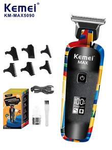 Kemei Professional Men's Hair Clipper And Shaver Set, Electric Hair Trimmer, Beard Trimmer, USB Rechargeable Wireless Haircut Tool, Mini Portable Graffiti Print Design, Suitable For Barbershops And Home Use, Men's Holiday Gift - Multicolor - View 15