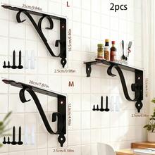 2pcs European Style Triangular Bracket Shelf Holders, Wall Mounted 90 Degree Fixed Angle Partition Board Support Racks - Black - View 5