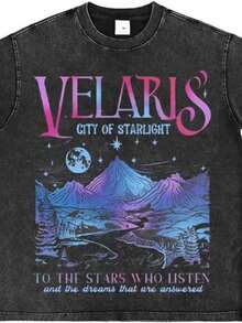 Bellelement Acotar Velaris T-Shirts City Of Starlight Graphic T Shirt Book Lover Tee - màu đen - Xem 1