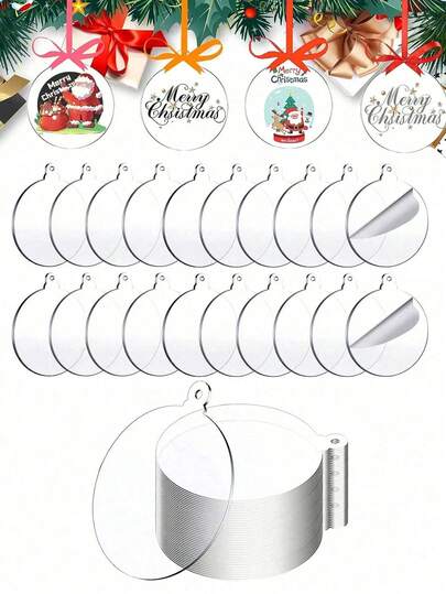 1/5/10pcs Transparent Circular Acrylic Blanks Ornaments, 3in Clear Acrylic Circular Disc Decorative Blanks With Holes, Clear Round Acrylic Christmas Ornament For Christmas Tree Hanging Decoration, Carving, Painting, And DIY Crafts, Christmas