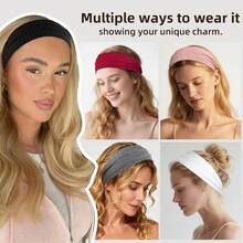 1pc Women's Non-Slip Thick Headband, Fashion Wide Elastic Headwrap, Soft Hair Band, Solid Color Casual Polyester Headband Winter Hair Accessories - Multicolor - View 5