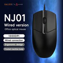 AJAZZ NJ01 有线办公鼠标，光学鼠标，静音点击。即插即用，轻巧便携（约 78 克），无需驱动，握感舒适，是办公的理想之选，哑光表面，1000 DPI。 - 彩色 - 查看 9