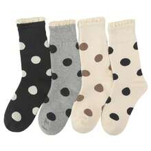 Women Striped Socks, Cute Ankle Calf Sock For Women Cotton Knit Size 5-9, Medium Casual Women's Novelty Socks{Inchsize_nameinch:Inch5-9inch,Inchcolor_nameinch:InchDotsWhiteKhakiBlackGreyinch} - 黑色 - 查看 1