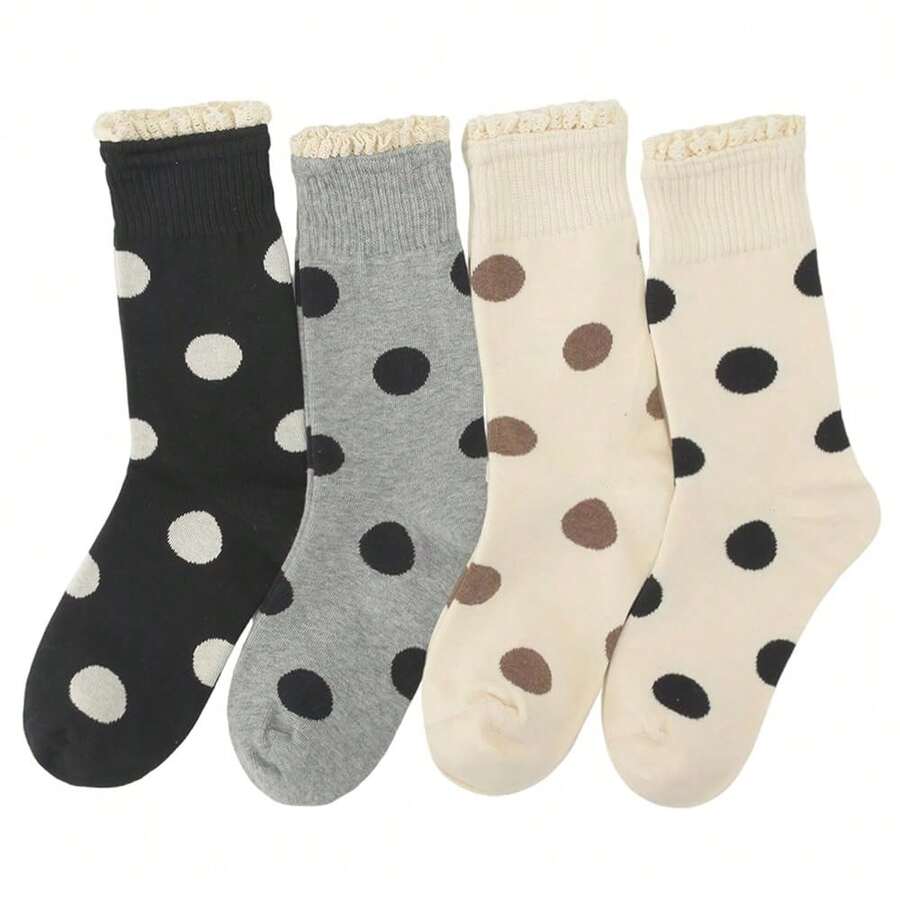 Women Striped Socks, Cute Ankle Calf Sock For Women Cotton Knit Size 5-9, Medium Casual Women's Novelty Socks{Inchsize_nameinch:Inch5-9inch,Inchcolor_nameinch:InchDotsWhiteKhakiBlackGreyinch} - 黑色 - 查看 1