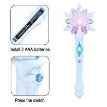Flashing & Musical Snowflake Magic Wand, Blue/Purple, Suitable For Children's Party Games/Princess Costume Accessories/Stage Props/Pretend Play Music Toys, Surprise Gift For Girls/Birthday/New Year/Holiday/Christmas