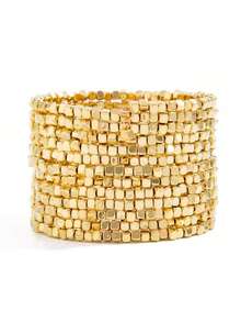 Bracelet Stack Silver Asymmetric CCB Beaded Stretch Bracelets For Women Stretchy Bracelets Vintage Elastic Stackable Bracelet Set Women Jewelry Dainty Fashion Accessories - Gold - View 6