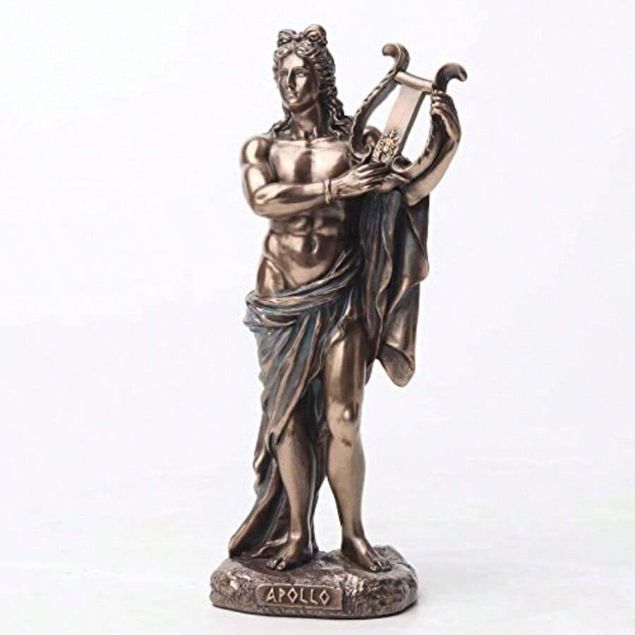 Veronese Design 6 1/4 Inch Tall Greek God Apollo Playing Lyre Cold Cast Resin Bronze Finish Sculpture - 如圖 - 查看 1
