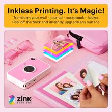 KODAK Printomatic+ Instant Print Digital Camera 10MP Portable Camera With Interactive RGB LED Status Indicator, Prints Full-Color Photos On Zink 2x3" Sticky-Backed Photo Paper - Easy & Fun - Pink - View 5