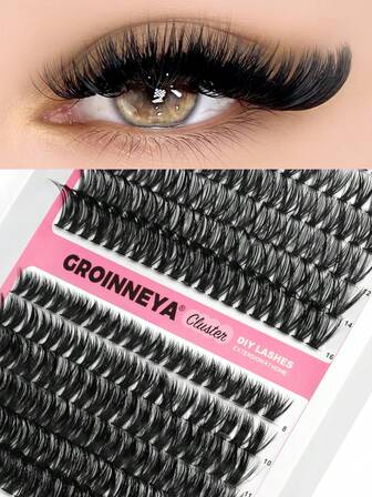 240pcs Lash Clusters 8-16mm MIX Wispy Individual Lashes C Curl Two Styles Lash Clusters Natural Long Cat Eye Lashes Thick Cluster Lashes Reusable DIY Lashes Makeup Tools