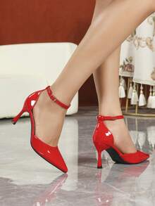 2025 Women's Pointed Toe High Heel Fashion Pumps,Kitten Heels - Red - View 3