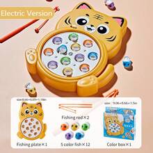 Festive Dino Fishing Game: Play And Drop Resistant,Plastic, Ages 3-6,Electric Fishing Reel, Magnetic Fishing Toy With Random Color Fish And Accessories!(Requires Two No. 5 Batteries To Be Provided)