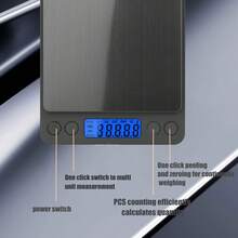 1pc Small Stainless Steel Digital Kitchen Scale, Palm Size, 3kg/0.1g Multi-Functional Pocket Cooking Scale, Mini Food Scale, Backlit LCD Display Professional Electronic Jewelry Scale, Leather Goods And PC Function, Suitable For Home Cooking Scale, Travel, Food, Kitchen Supplies, Baking Tools, Weight Loss, Stainless Steel. Battery Not Included [ Kitchen ]