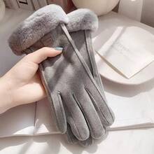 Cute Velvet Plush Gloves Soft Windproof Winter Gloves Waterproof Touch Screen Women Mittens Girls - Multicolor - View 10