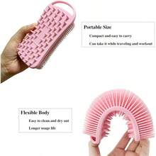 2 unidades exfoliantes de silicona para el cuerpo, cepillo de silicona 2 en 1, esponja de silicona suave para piel sensible, masajeador de cuero cabelludo de silicona para ducha, fcil de limpiar, - Gris Y Rosa - Ver 3