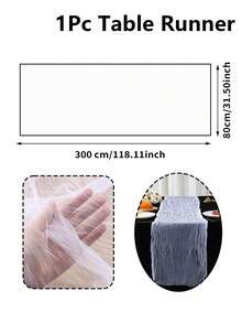 1 件白色网眼纱布桌旗，纯白色乡村风纱布桌旗，适用于婚礼、新娘送礼会、婴儿派对装饰、婚礼派对桌旗、家居装饰、餐桌装饰、生日派对、婚礼派对装饰桌布、性别揭晓派对装饰、派对礼品 - 白色 - 查看 4