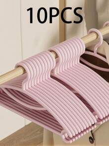 10 piezas de perchas para bebé y niños - perchas de plástico antideslizantes para ropa de bebé, niño pequeño, guardería (rosa, azul, amarillo, blanco, morado, verde) - Multicolor - Ver 7