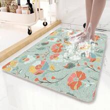 Tapete de ducha antideslizante azul claro, 20x 36 pulgadas, esponja de PVC para ducha, bao, tina para zonas hmedas con superficie de patrn floral, secado rpido - 36" x 20" (rectangular) - Ver 2