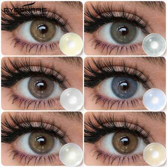 EYESHARE Naturliga Ljusbruna Ögonkontakter Bärnstensfärgade Kontaktlinser Grå Skönhetslinser Blå Ögonmakeuplinser, Mjuka Och Bekväma Lämpliga För Vardagsbruk, 1 Par / 2 Stk, 14.0mm