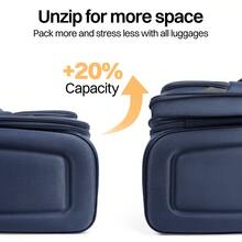 Lightweight Expandable Softside Suitcase,With Spinner Wheels & Bult-In Lock,Resistant Polyester Travel Luggage,Multiple Pockets Luggage - XANH ĐẬM/XÁM - Xem 5