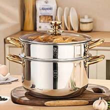 Sus304 Stainless Steel Steamer Pot, Soup Pot, Porridge Pot, Milk Pot, Small Cooking Pot, Suitable For Gas Stove And Induction Cooker Seafood Boil - Silver - View 11
